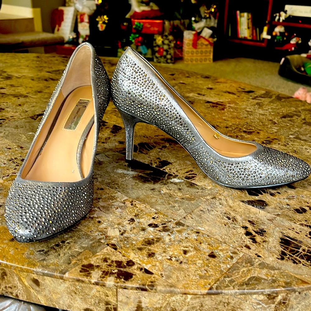 INC PEWTER HEELS worn a couple of times